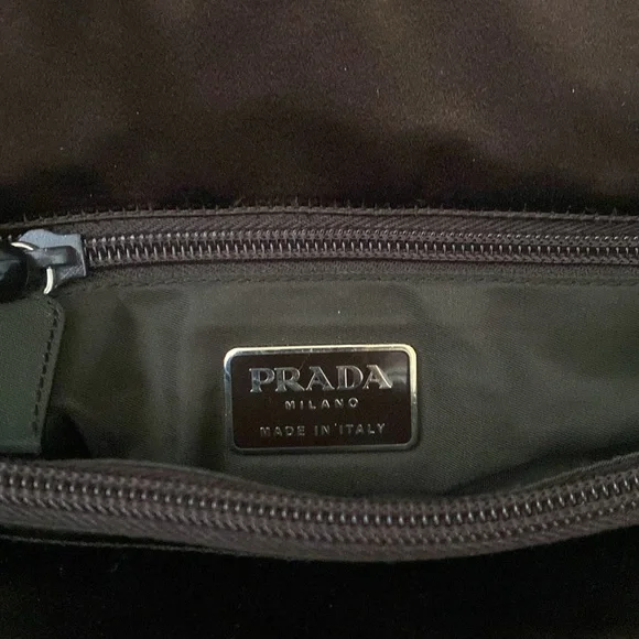 💎Prada Hand Bag Brown Nylon Plastic Handles EUC As Is - Picture 6 of 7